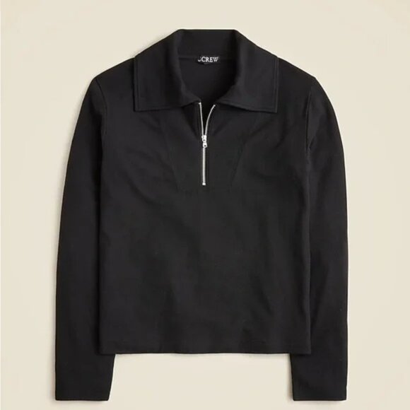 J. Crew Soft Rib Quarter Zip Top in Black Size Large - Picture 1 of 4